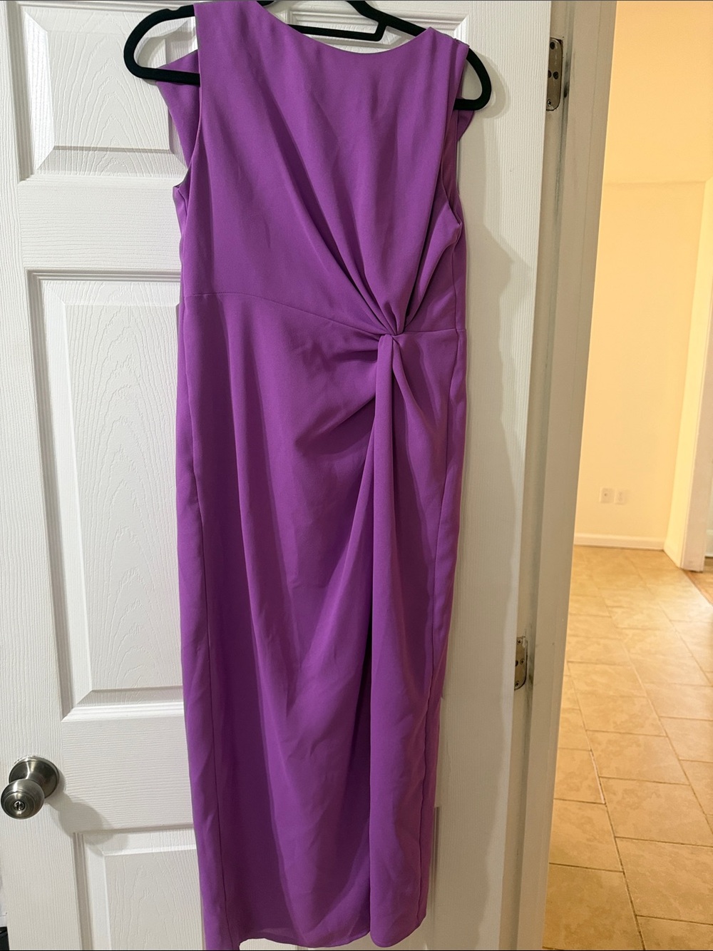 Sleeveless Midi Dress with Side Knot in Purple